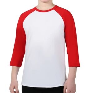 BUNDLE Of 7 Athletic Works Red & White Raglan 3/4 Sleeve Shirts